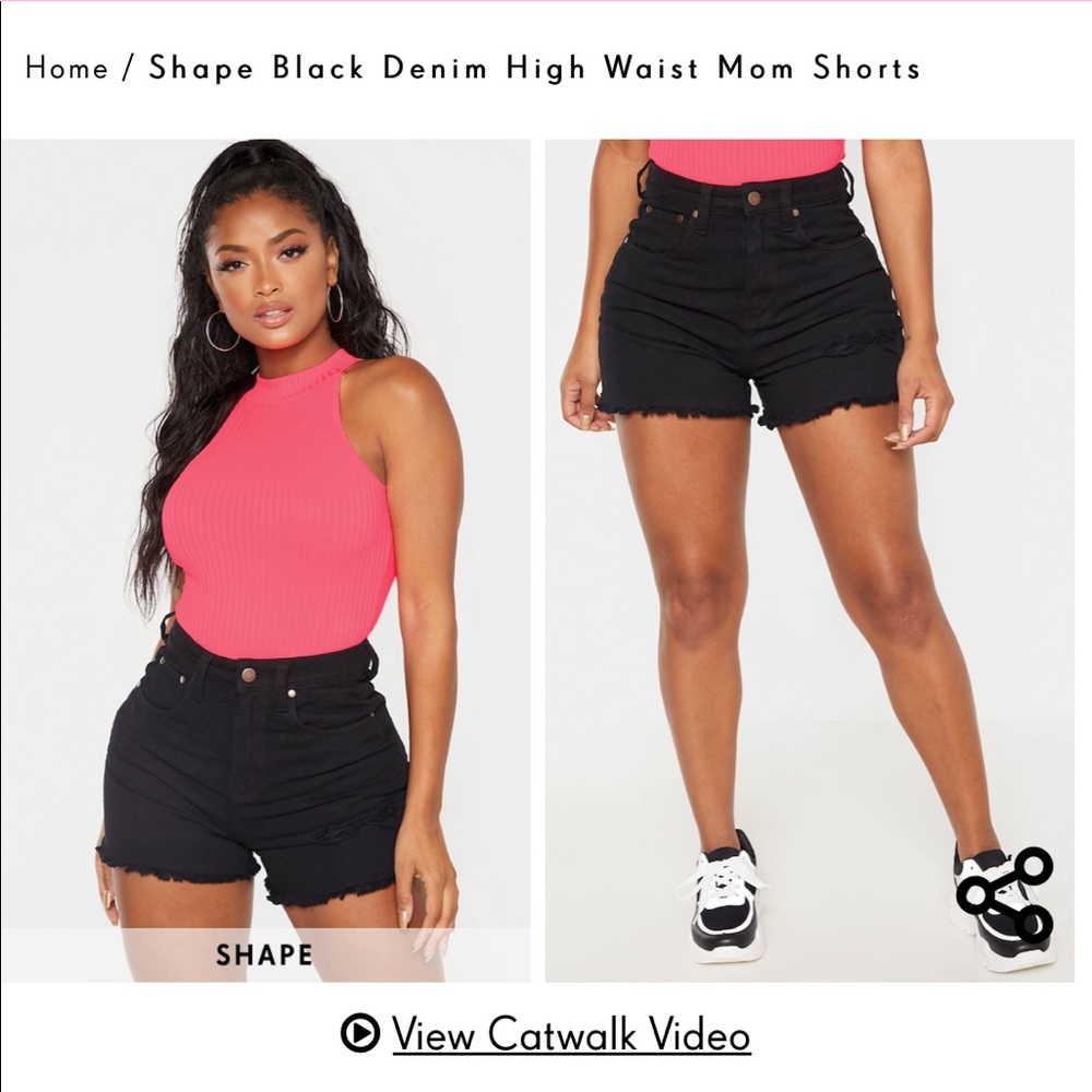 PLT Shape Black Denim High Waist Mom Shorts